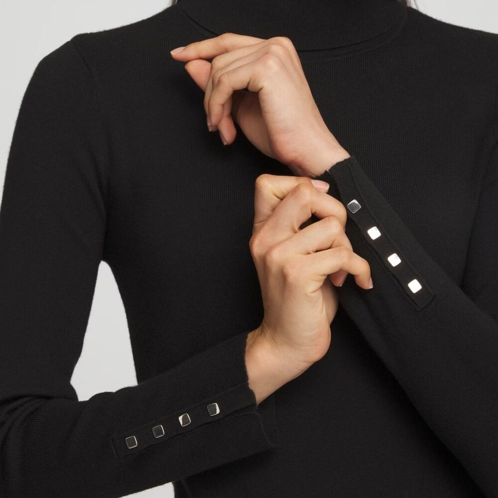 Ecovero™ Button Cuff Turtleneck Sweater | Chico's | NWT | L